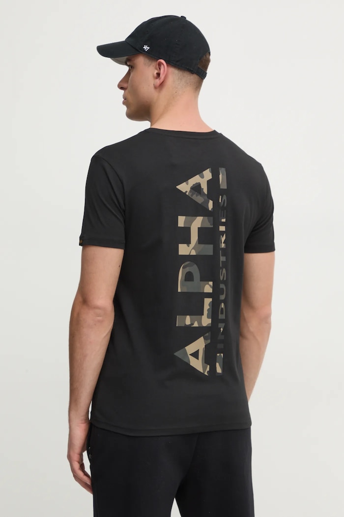 Ρούχα Βαμβακερό μπλουζάκι Alpha Industries 128507CP.380 μαύρο