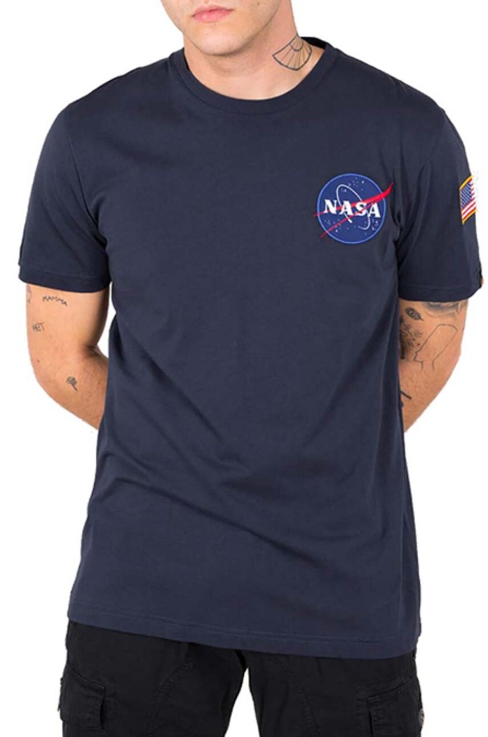 Βαμβακερό μπλουζάκι Alpha Industries Koszulka Alpha Industries 176507 07 176507.07 σκούρο μπλε AA00