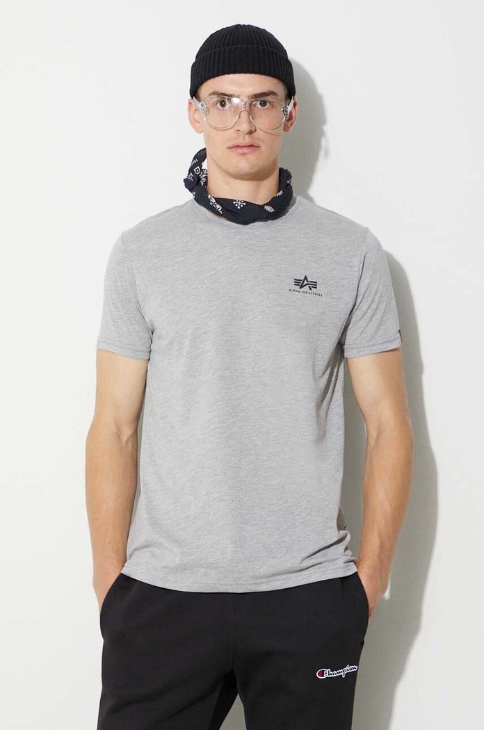Alpha Industries Tricou Basic T Small Logo gri 188505.17