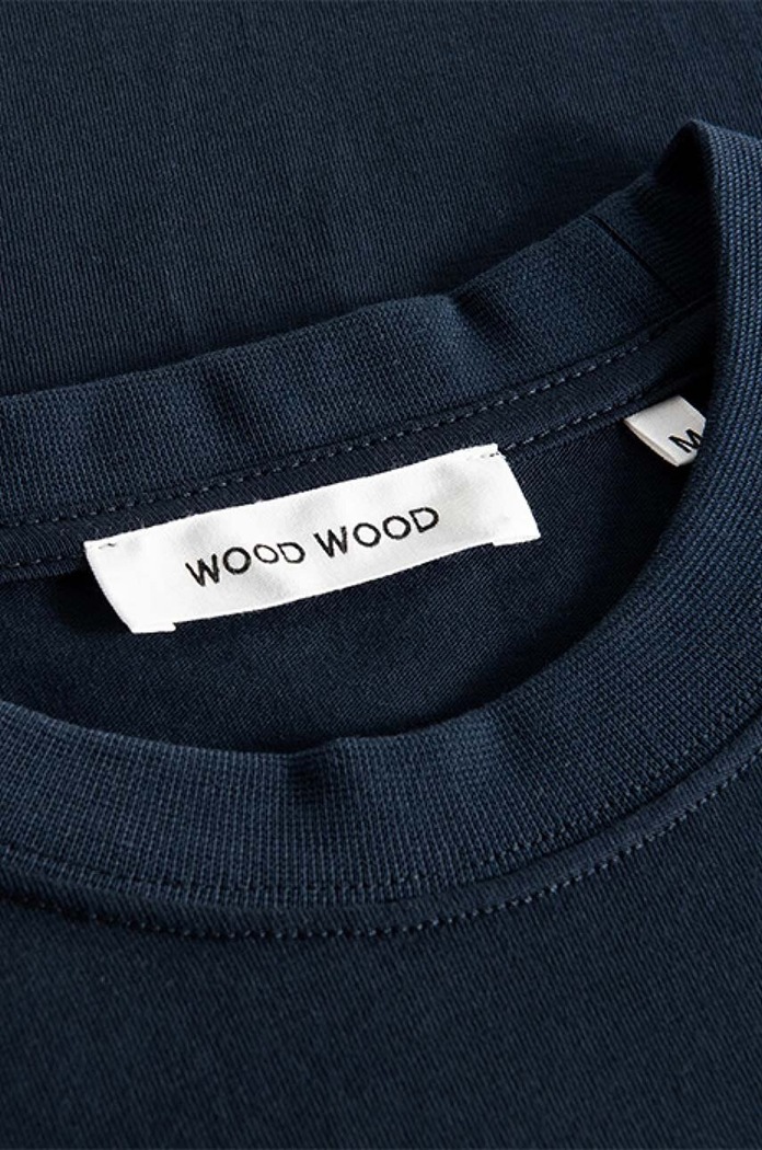 Bavlněné tričko Wood Wood Bobby Shatter Logo T-shirt 12225707.2489 námořnická modř
