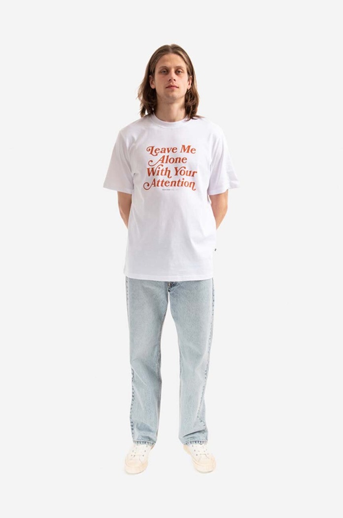 Wood Wood t-shirt bawełniany Bobby Leave Me Alone 50025702.2489 biały AA00
