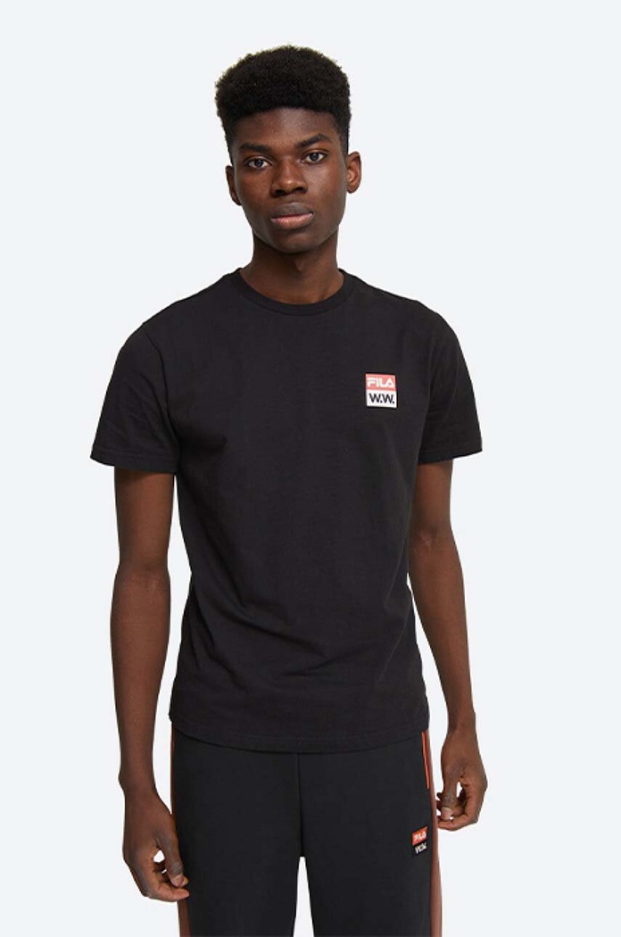 Wood Wood cotton T-shirt Boris x Flla regular black 688383.A296
