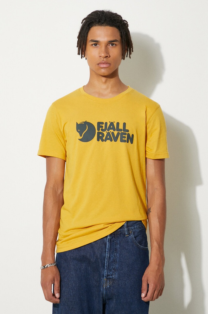 Bavlněné tričko Fjallraven Logo regular žlutá F87310