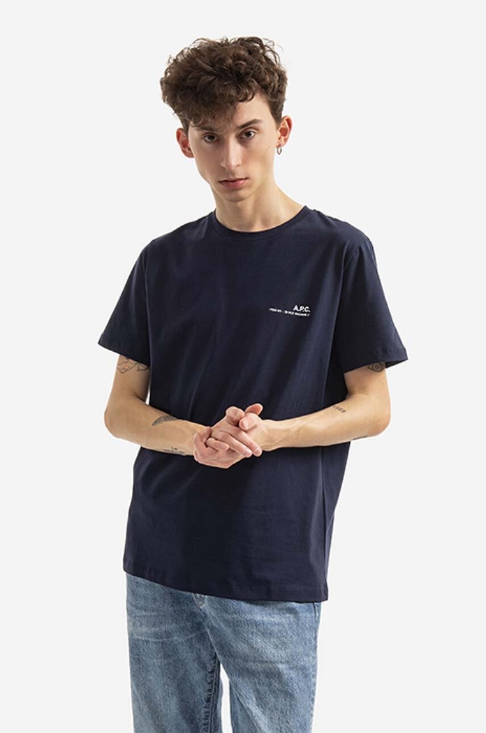 A.P.C. cotton T-shirt Item F cotton navy COEOP.H26904