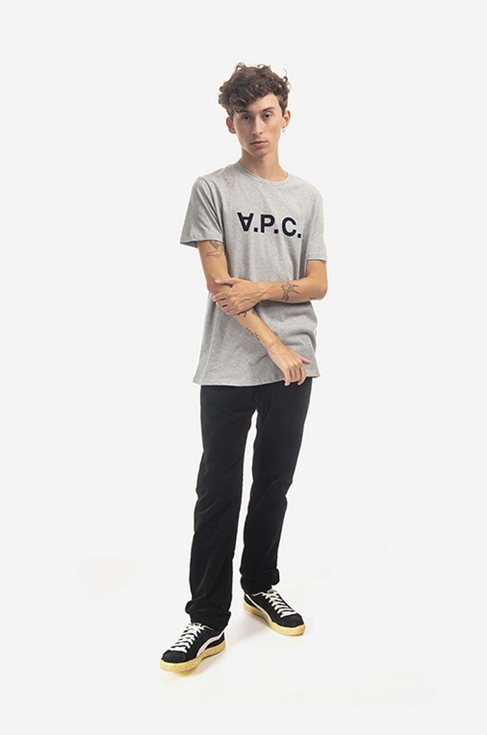 Памучна тениска A.P.C. VPC Color COEZB.H26943 сив AA00