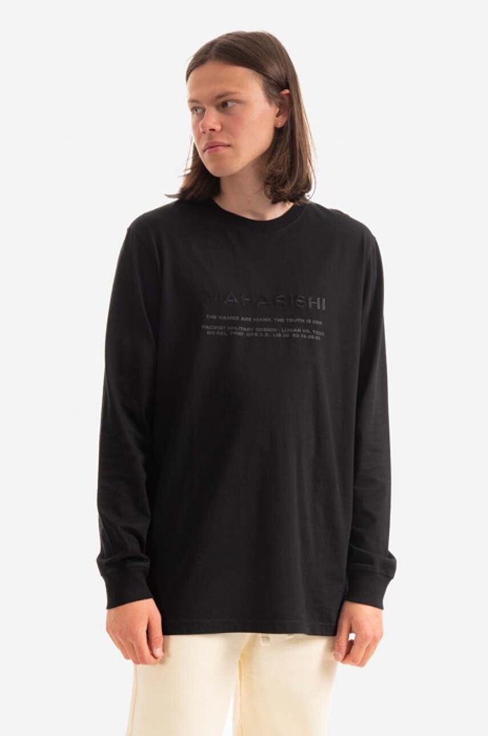 Pamučna majica dugih rukava Maharishi pamuk crna 9754.BLACK