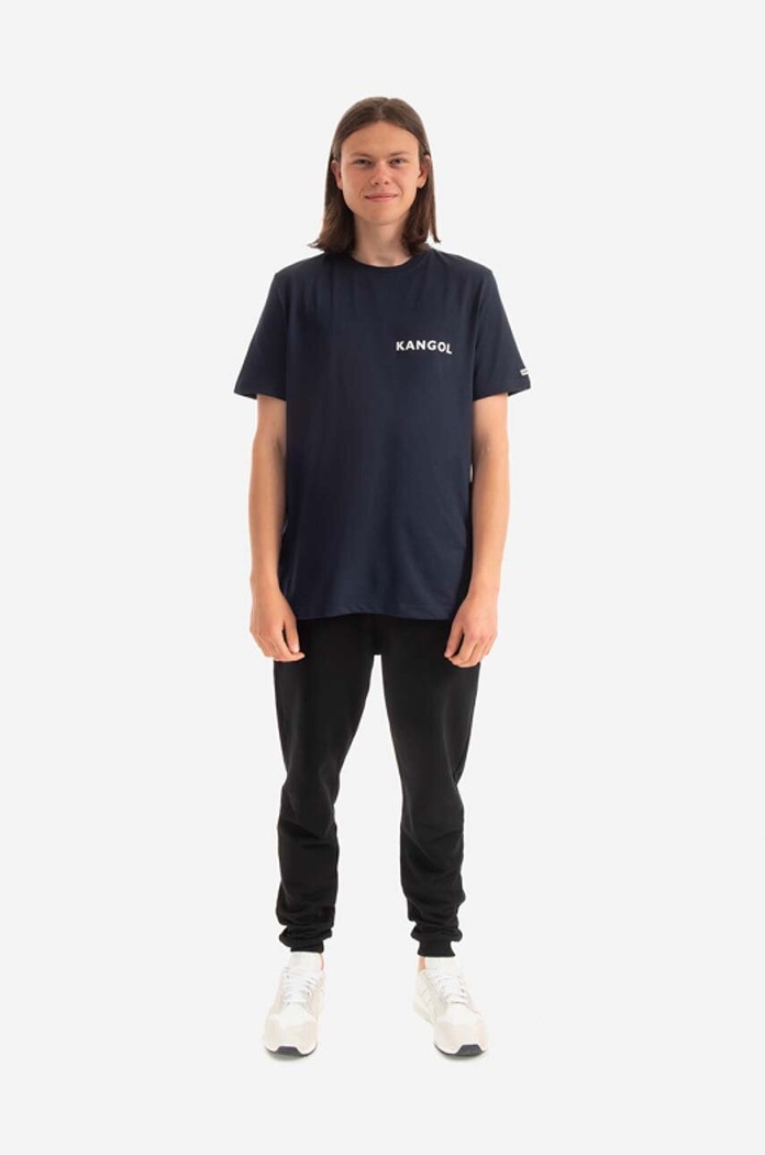 Bavlněné tričko Kangol Heritage Basic KLHB003 námořnická modř AA00