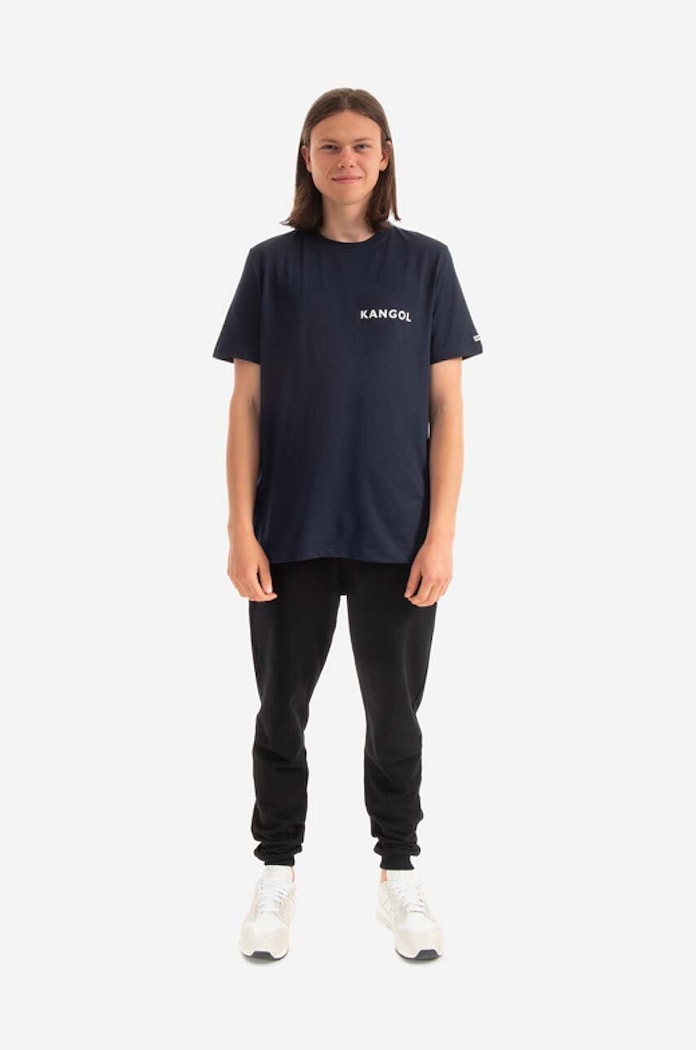 Bavlněné tričko Kangol Heritage Basic KLHB003 námořnická modř AA00