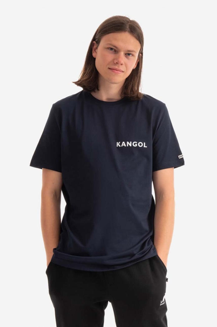 Bavlněné tričko Kangol Heritage Basic KLHB003 námořnická modř