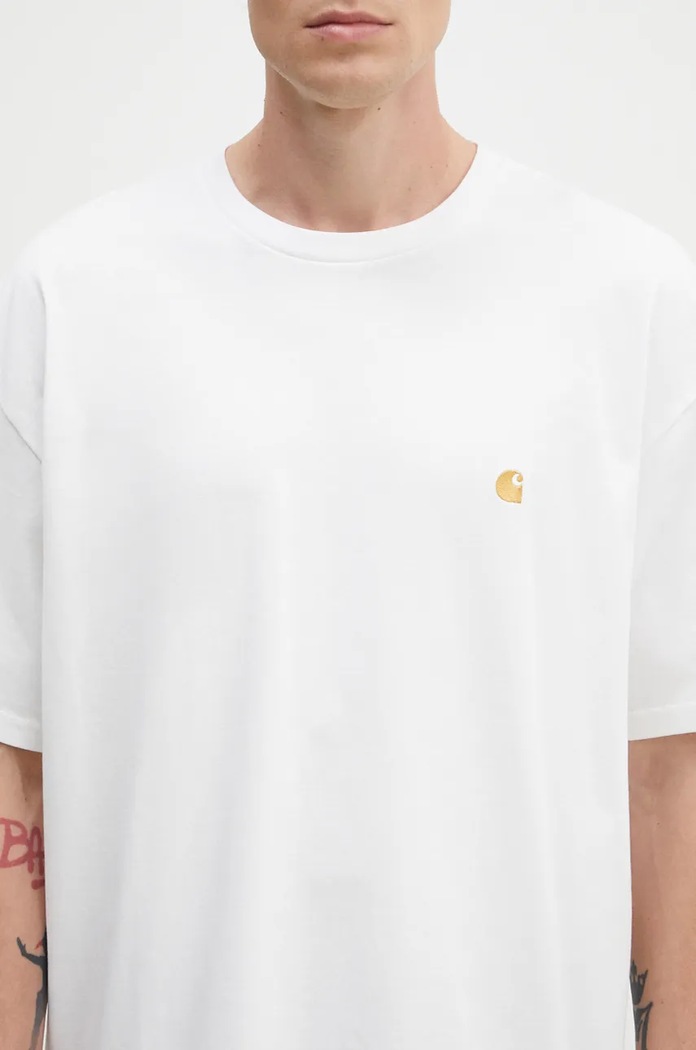 Clothing Carhartt WIP cotton t-shirt Chase I026391.WHITE.GOLD white