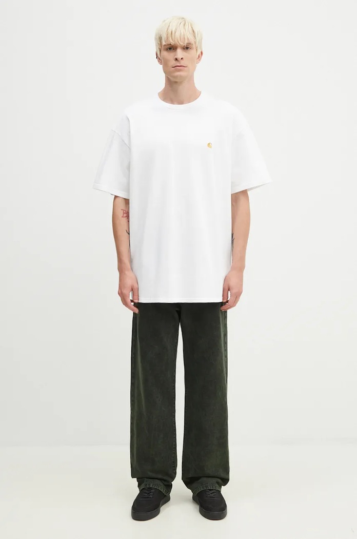 Carhartt WIP cotton t-shirt Chase I026391.WHITE.GOLD white