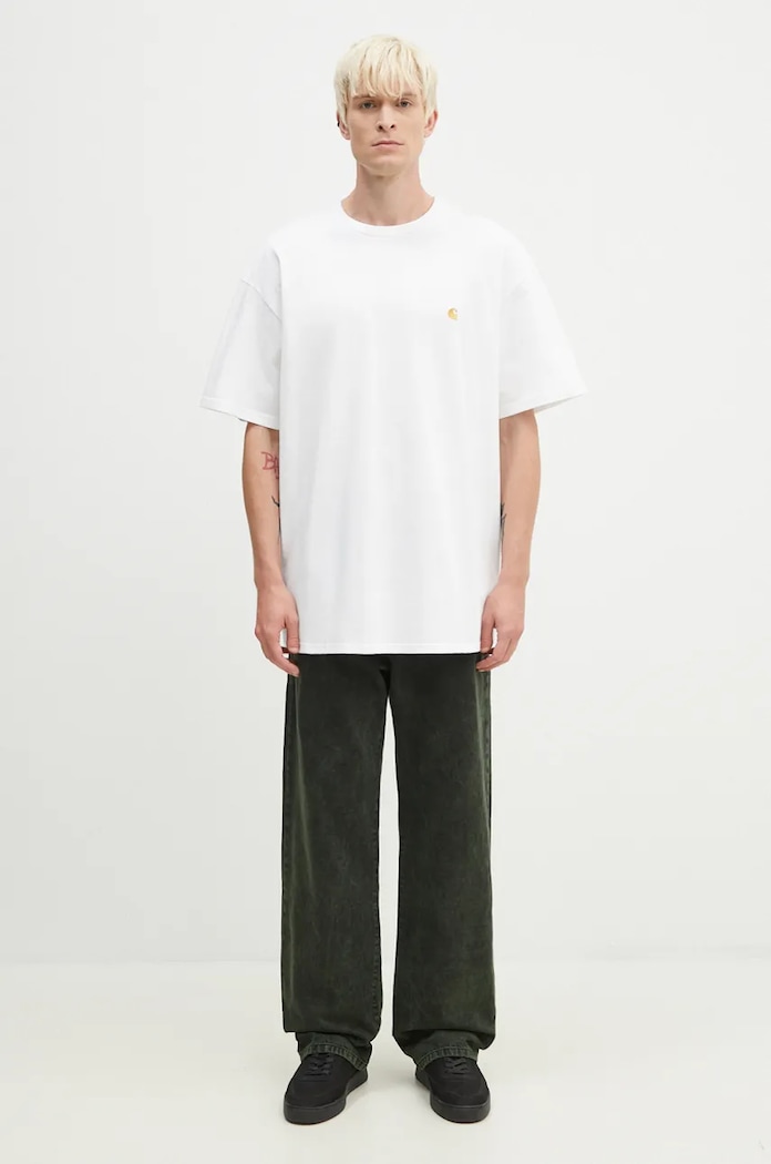 Carhartt WIP cotton t-shirt Chase I026391.WHITE.GOLD white