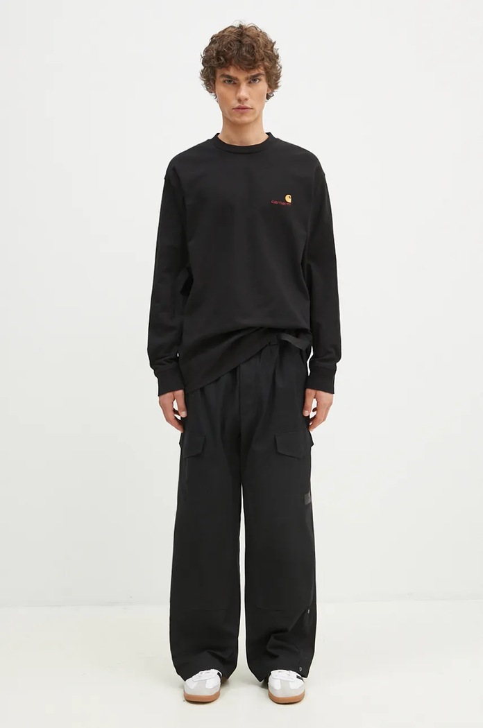 Bavlněné tričko s dlouhým rukávem Carhartt WIP Longsleeve American Script T-Shirt I029955.89XX černá