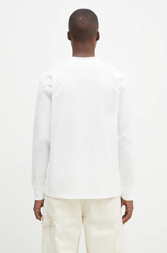Oblečenie Bavlnené tričko s dlhým rukávom Carhartt WIP Longsleeve American Script T-Shirt I029955.02XX biela