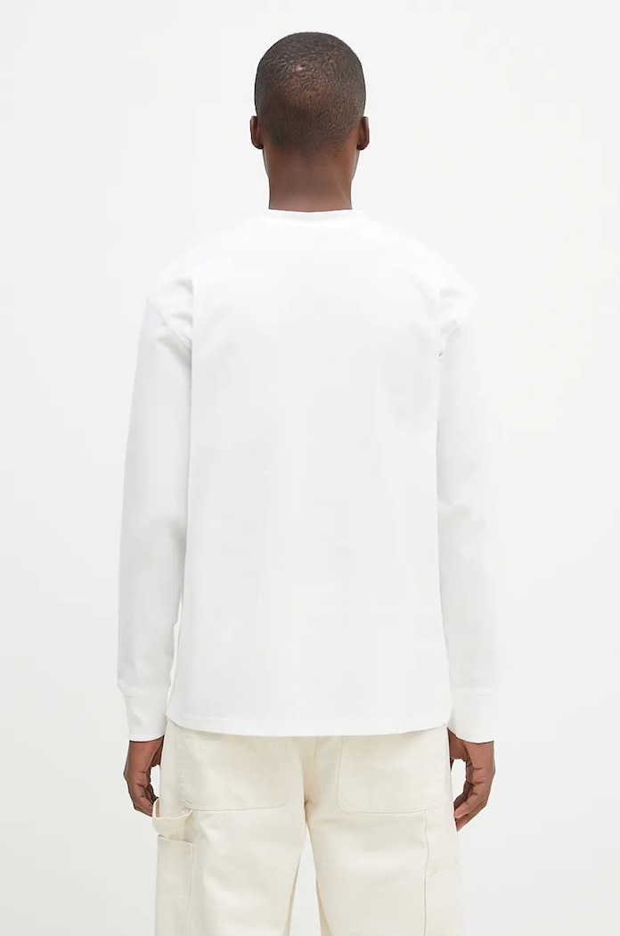 Oblečenie Bavlnené tričko s dlhým rukávom Carhartt WIP Longsleeve American Script T-Shirt I029955.02XX biela