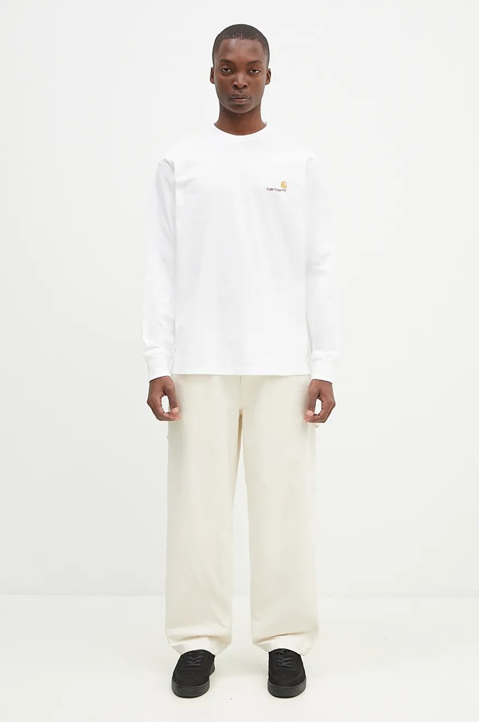 Bavlnené tričko s dlhým rukávom Carhartt WIP Longsleeve American Script T-Shirt I029955.02XX biela