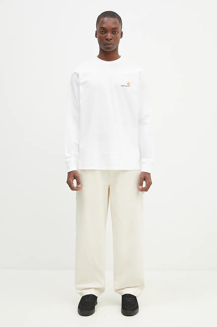Bavlnené tričko s dlhým rukávom Carhartt WIP Longsleeve American Script T-Shirt I029955.02XX biela
