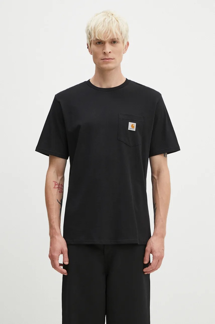 Βαμβακερό μπλουζάκι Carhartt WIP κανονικό μαύρο I030434.BLACK