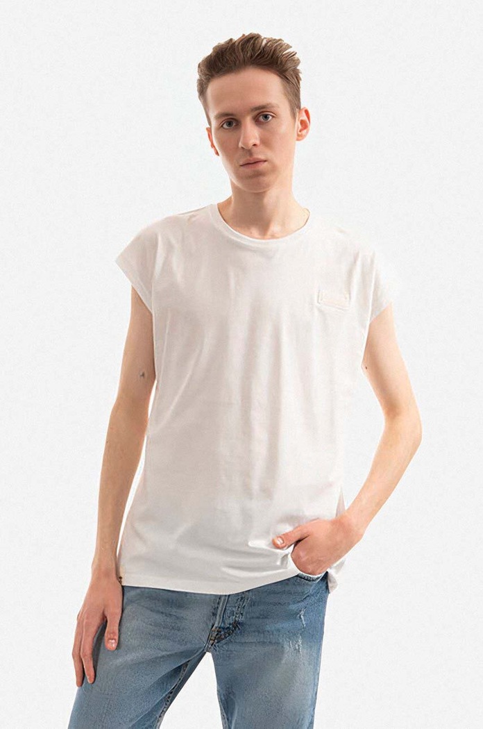 Bavlněné tričko Alpha Industries hladký bílá 118530.626