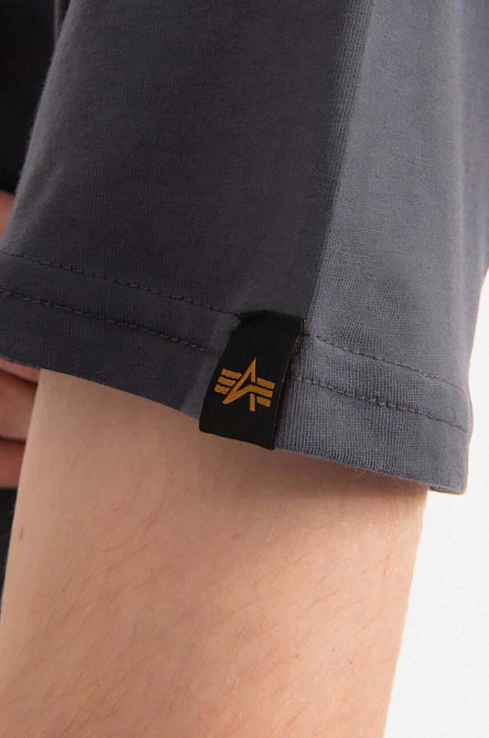 Bavlněné tričko Alpha Industries Backprint 128507.412 šedá