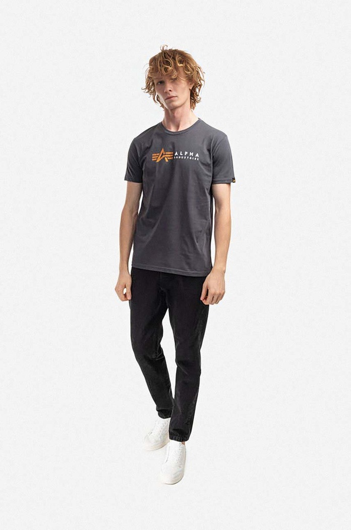 Alpha Industries t-shirt bawełniany 118502.136 szary SS25