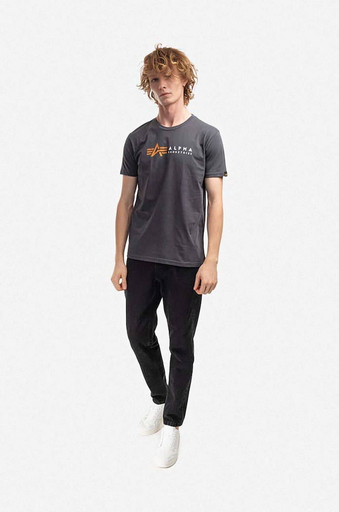 Alpha Industries t-shirt bawełniany 118502.136 szary SS25