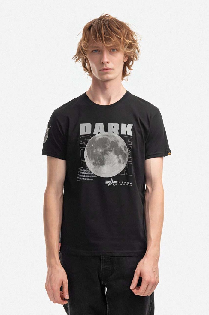 Bavlněné tričko Alpha Industries potisk černá 108510.285