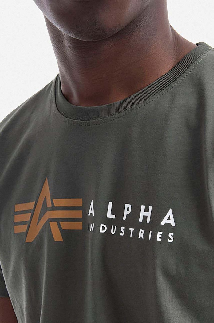 Bavlněné tričko Alpha Industries zelená 118502.142