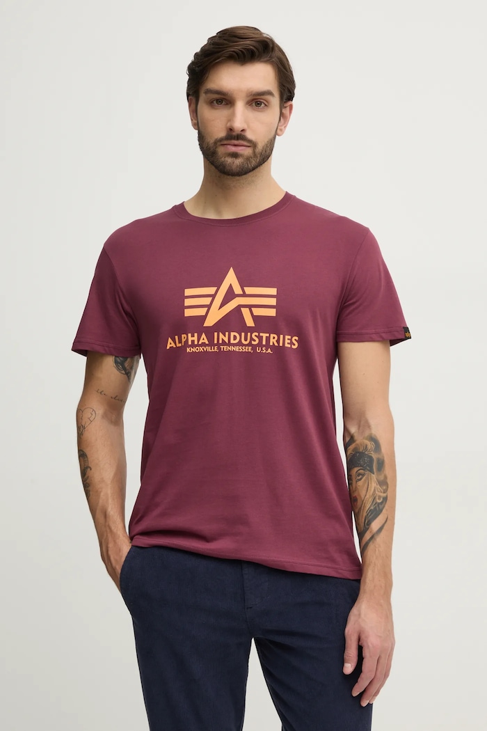Bavlnené tričko Alpha Industries Basic T-Shirt burgundské 100501.184