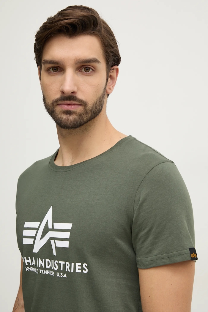 Bombažna kratka majica Alpha Industries zelena 100501.142