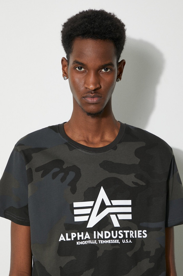 Alpha Industries cotton t-shirt Basic T-Shirt Camo 100501C.125 black