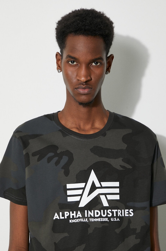 Alpha Industries cotton t-shirt Basic T-Shirt Camo 100501C.125 black