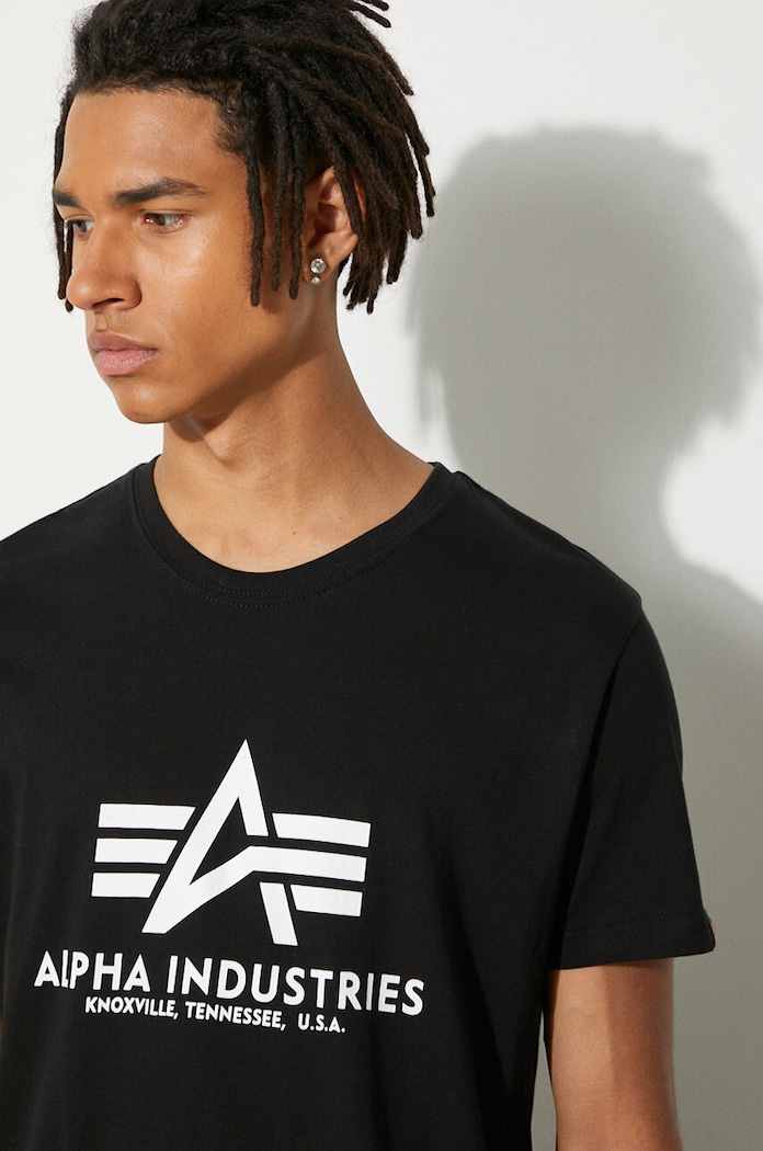 Pamučna majica Alpha Industries Basic T-Shirt crna 100501.03
