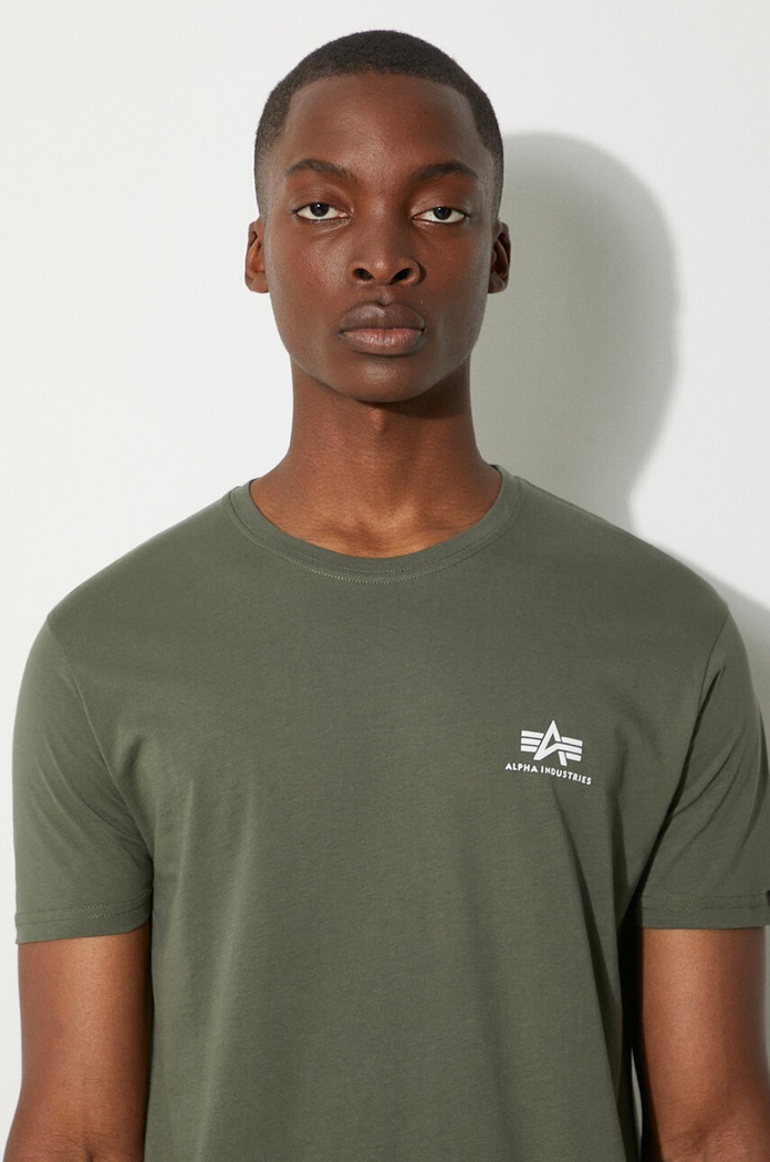 Alpha Industries t-shirt bawełniany Basic T Small Logo 188505.142 zielony