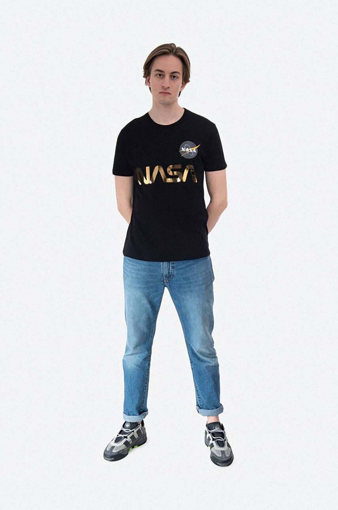 Bavlněné tričko Alpha Industries NASA Reflective T 178501.365 černá AA00