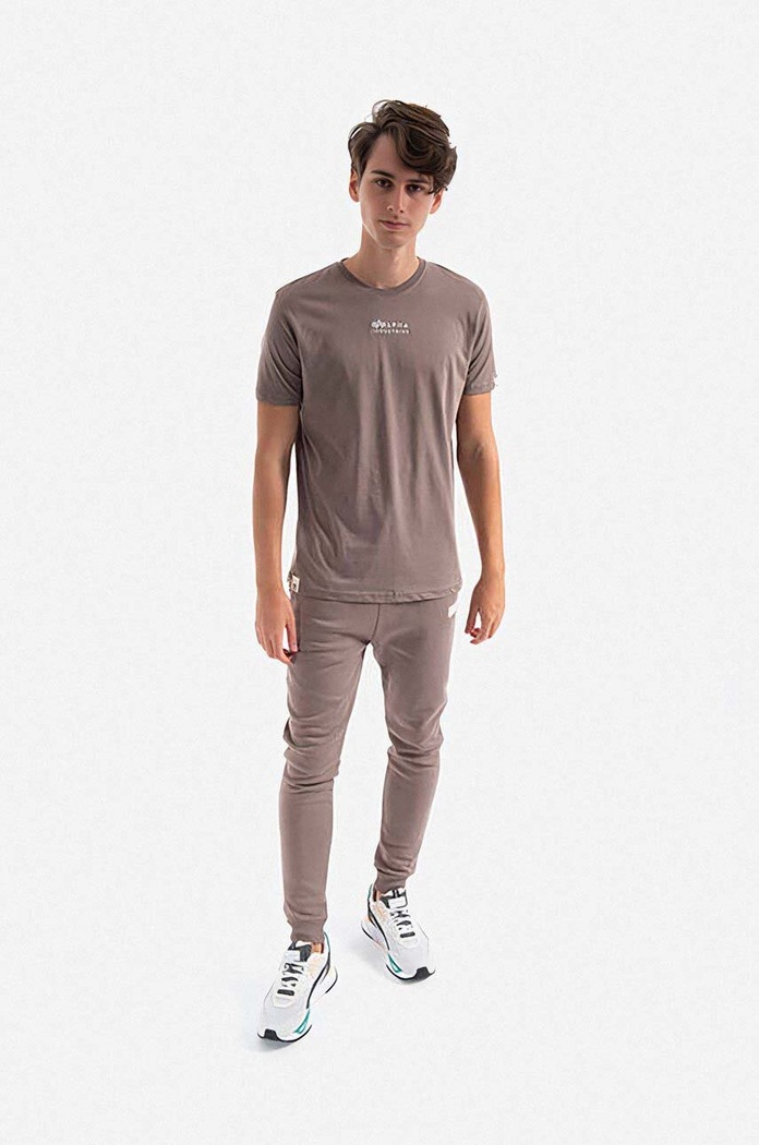 Bavlněné tričko Alpha Industries 118529.628 šedá AA00