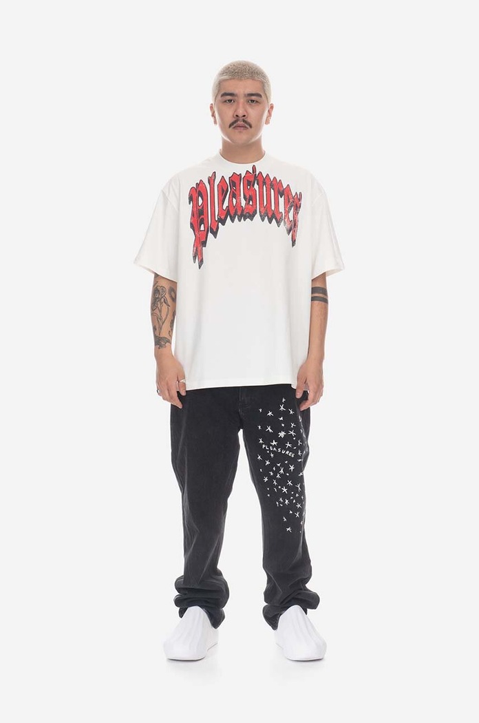 PLEASURES cotton T-shirt Twitch Heavyweight P23SP028 white