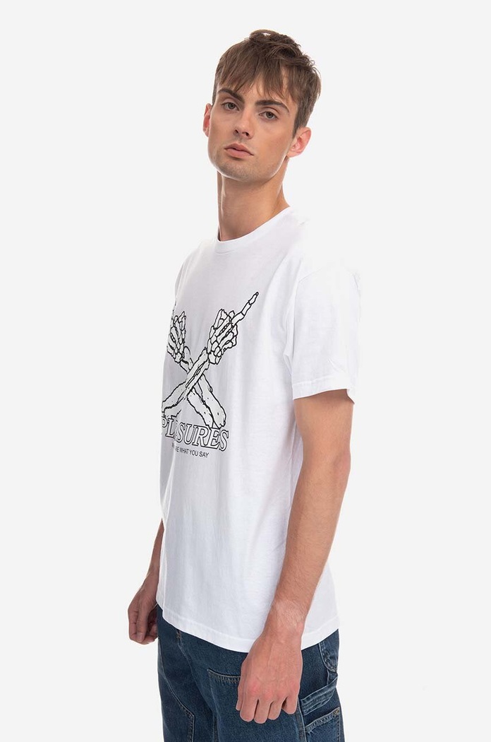 PLEASURES cotton T-shirt Dont Care T-shirt P23SP051 white