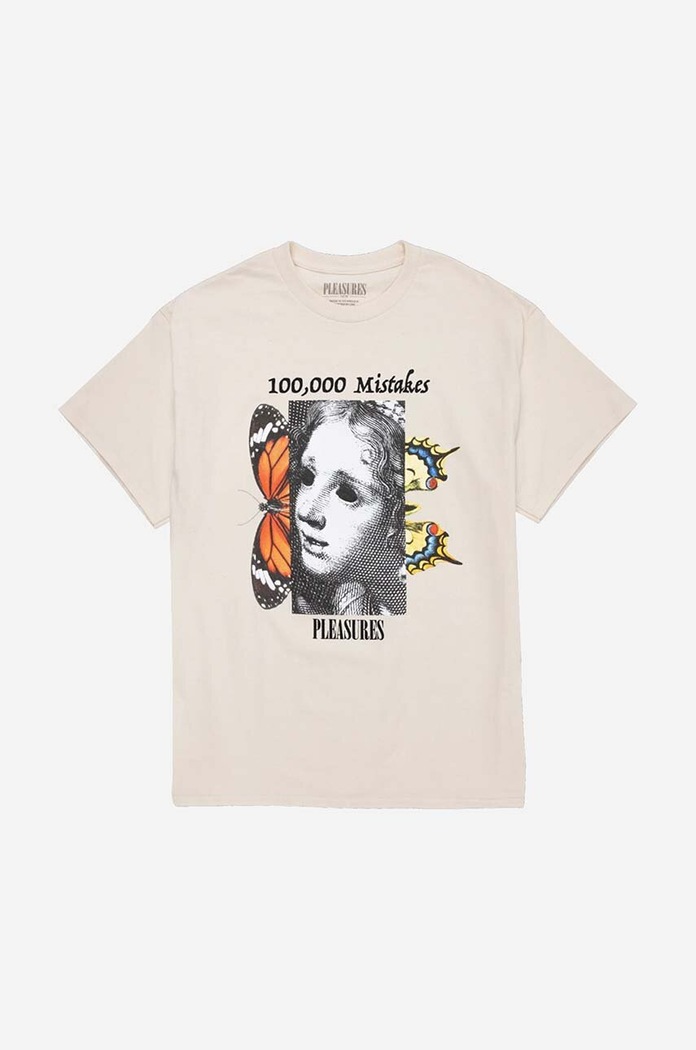 PLEASURES cotton T-shirt Mistakes T-shirt P23SP057 beige AA00