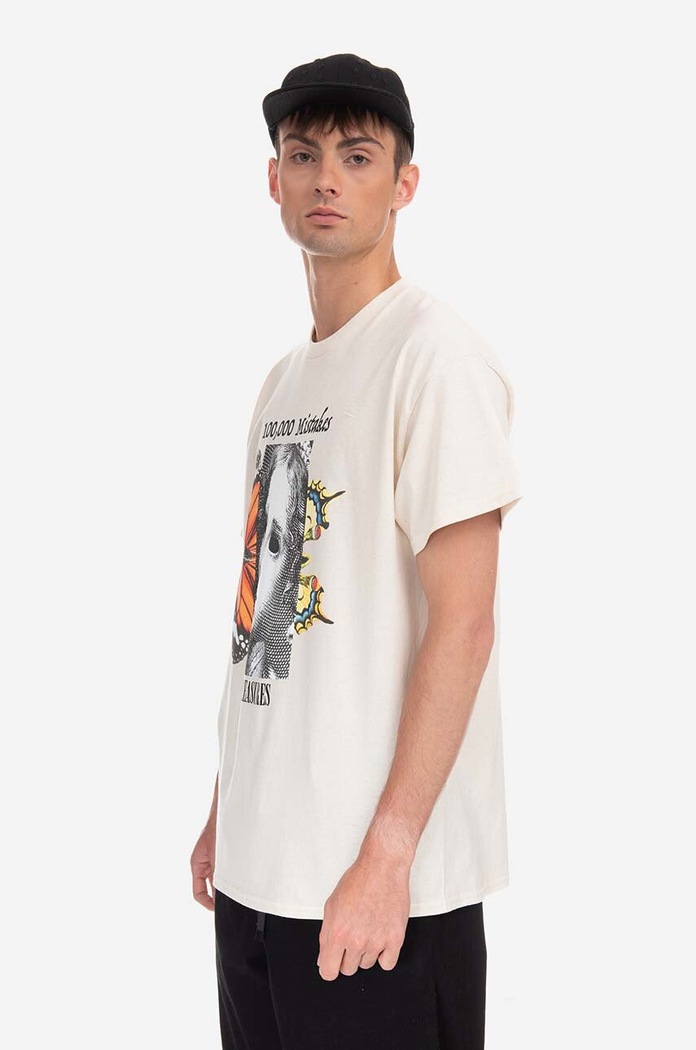 Clothing PLEASURES cotton T-shirt Mistakes T-shirt P23SP057 beige