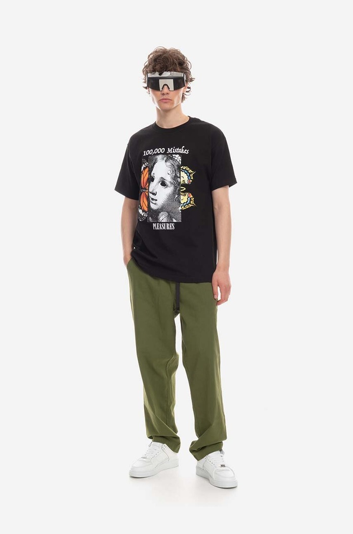 PLEASURES cotton T-shirt Mistakes T-shirt regular black P23SP057