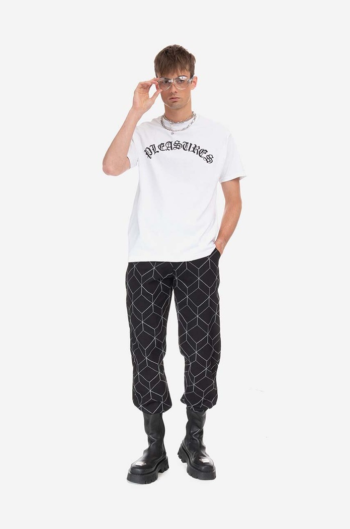 PLEASURES cotton T-shirt Old Logo T-shirt regular white P23SP063