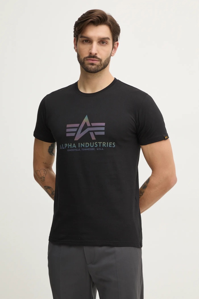 Бавовняна футболка Alpha Industries надрук чорний 100501RR.03
