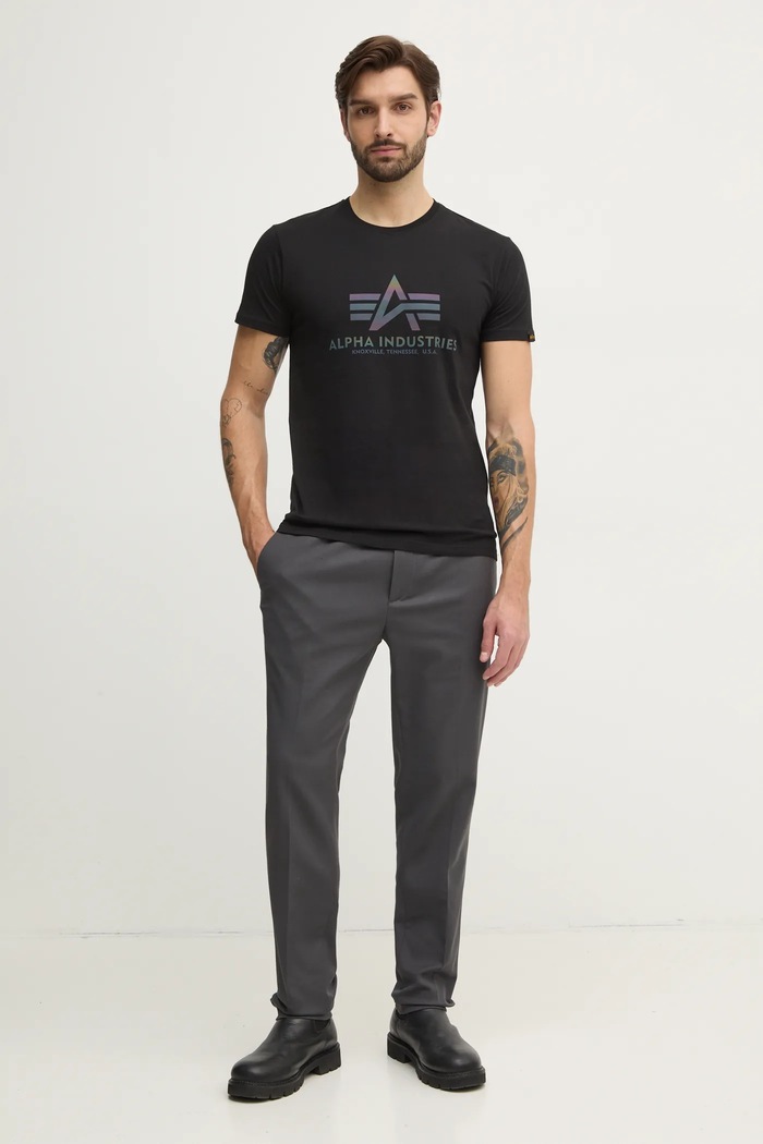 Бавовняна футболка Alpha Industries 100501RR.03 чорний SS26