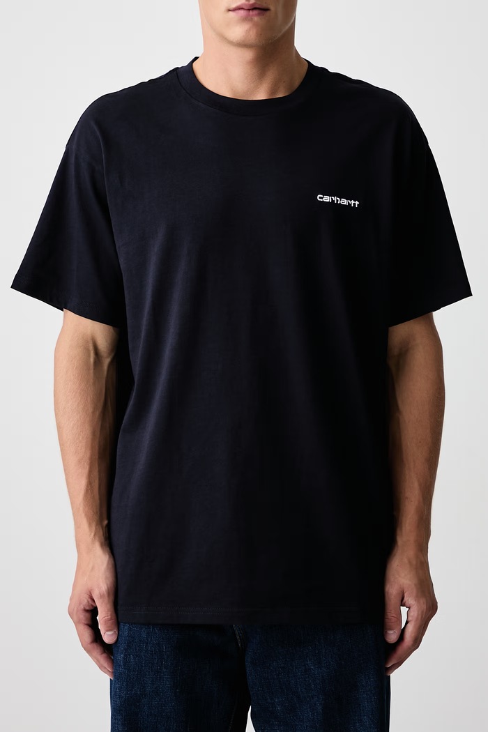 Carhartt WIP S/S Script Embroidery T-Shirt I030435 ATOM BLUE/WHITE T-shirt bawełniany męski Carhartt WIP niebieski I030435