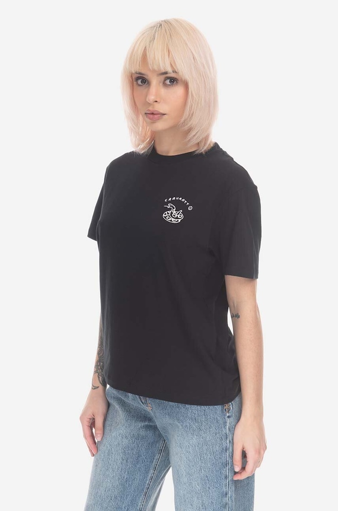 Odzież Carhartt WIP t-shirt bawełniany Carhartt WIP W' S/S New Frontier T I031696 BLACK I031696 czarny