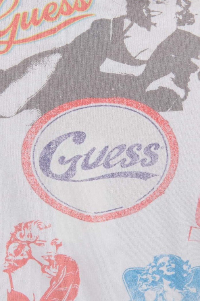 Βαμβακερό μπλουζάκι Guess Aop Tee λευκό M3GI06.KBB50