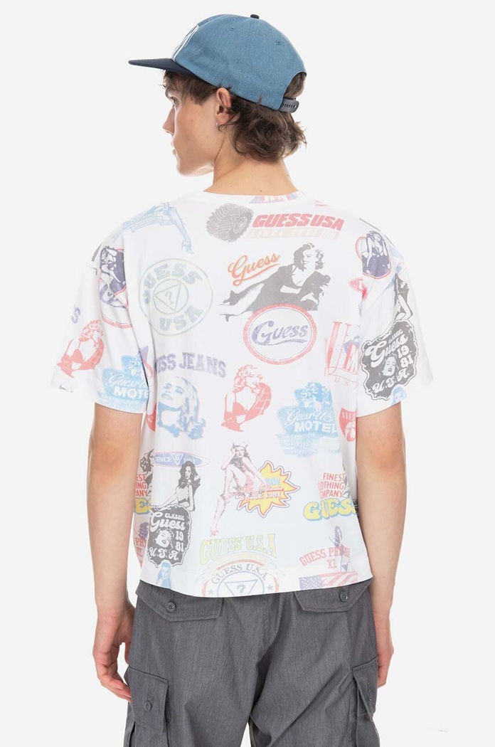 Βαμβακερό μπλουζάκι Guess Aop Tee M3GI06.KBB50 λευκό