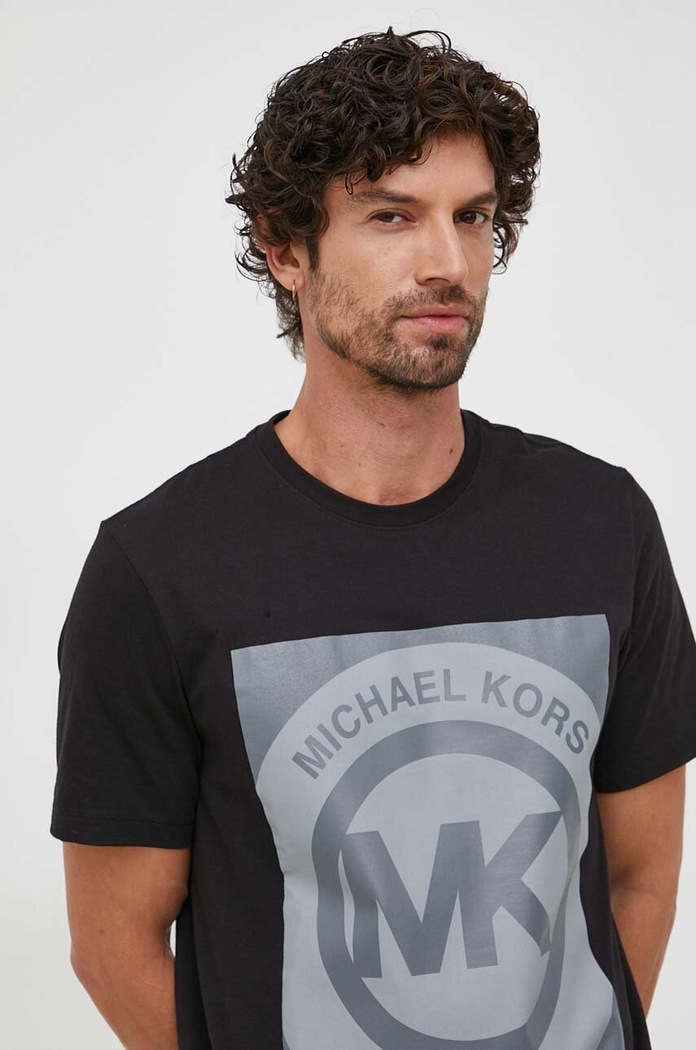 Βαμβακερό t-shirt Michael Kors μαύρο 6F36G10091