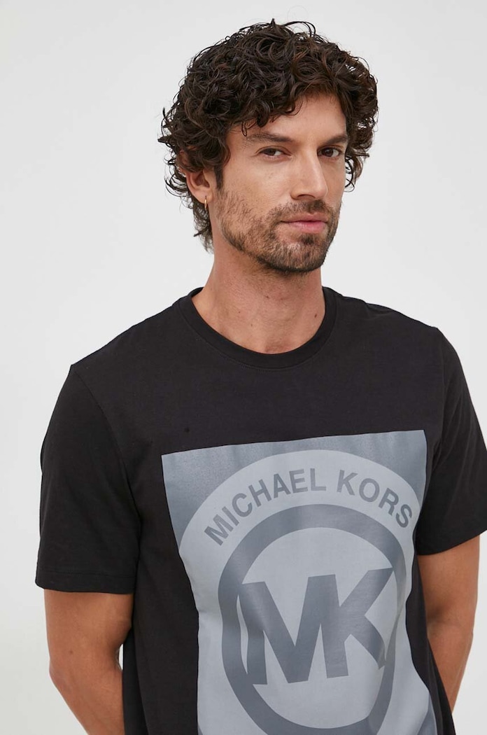Βαμβακερό t-shirt Michael Kors μαύρο 6F36G10091